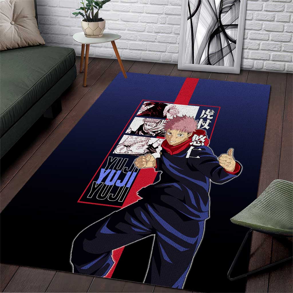 Yuji Itadori from Jujutsu Kaisen Area Rug with Action Pose and Energetic Expressions Design - The Mazicc