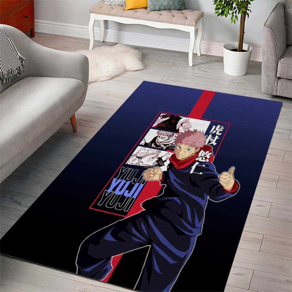 Yuji Itadori from Jujutsu Kaisen Area Rug with Action Pose and Energetic Expressions Design - The Mazicc