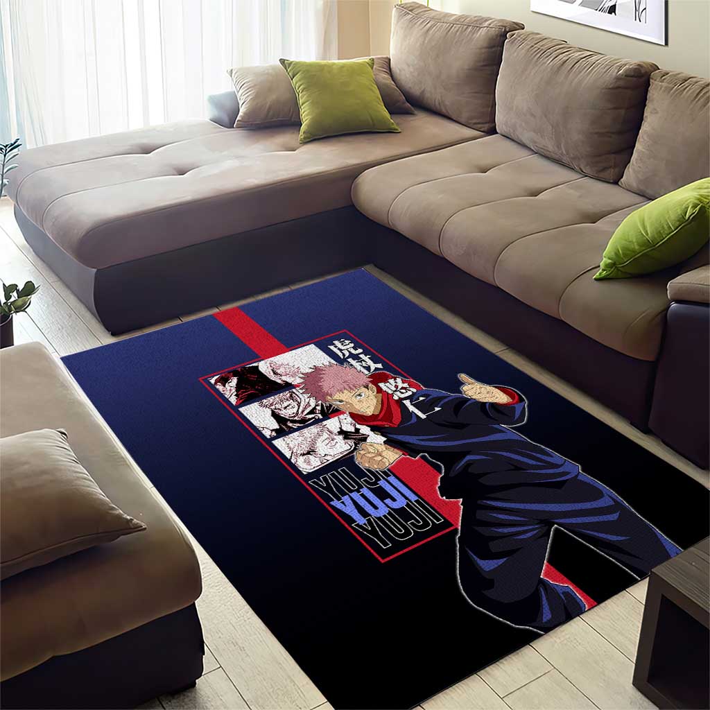 Yuji Itadori from Jujutsu Kaisen Area Rug with Action Pose and Energetic Expressions Design - The Mazicc