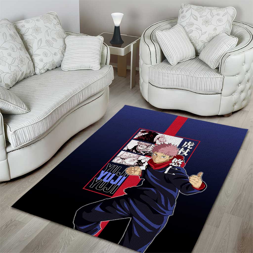 Yuji Itadori from Jujutsu Kaisen Area Rug with Action Pose and Energetic Expressions Design - The Mazicc