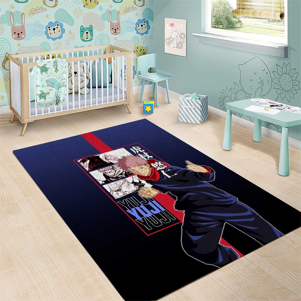 Yuji Itadori from Jujutsu Kaisen Area Rug with Action Pose and Energetic Expressions Design - The Mazicc