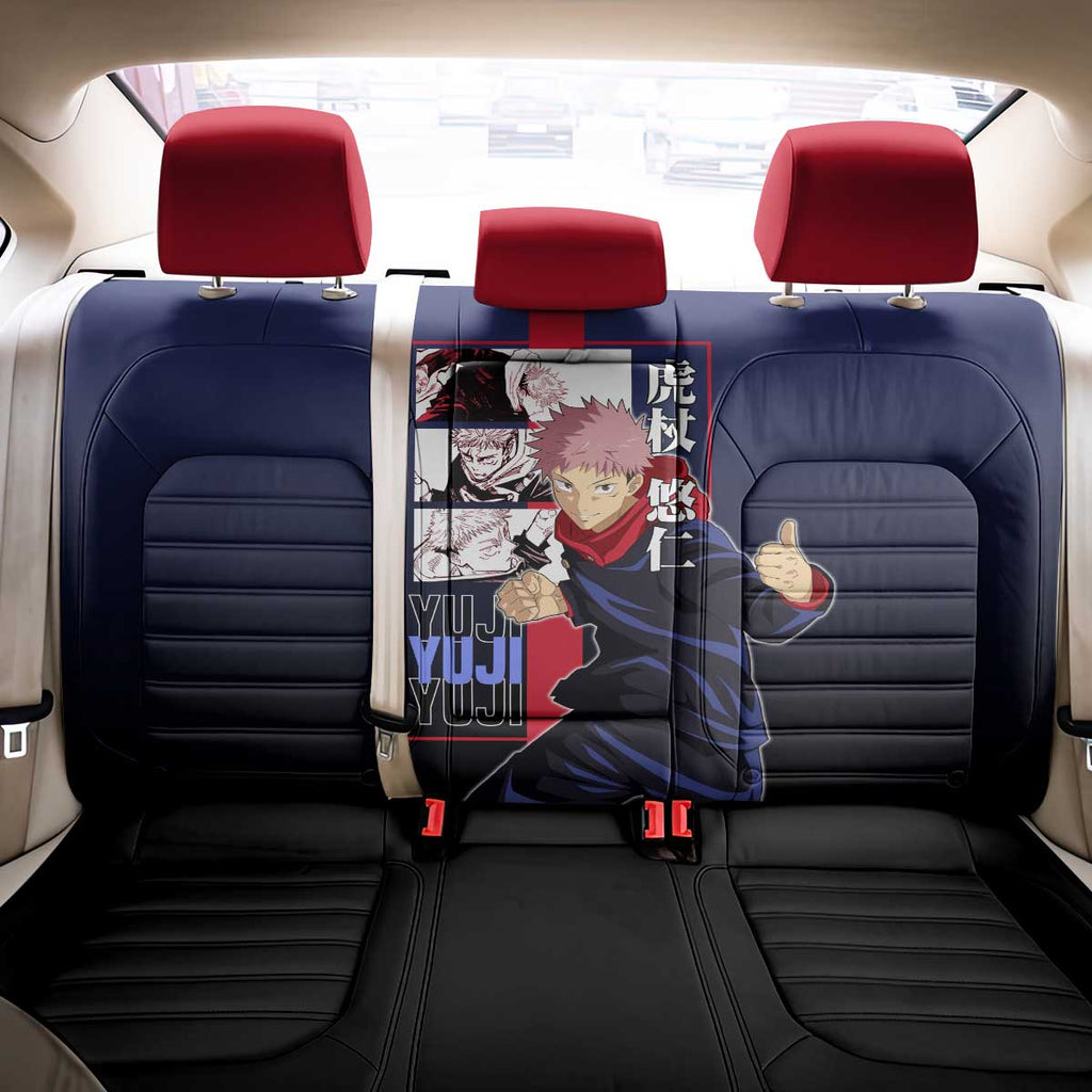 Yuji Itadori from Jujutsu Kaisen Back Car Seat Cover with Action Pose and Energetic Expressions Design - The Mazicc