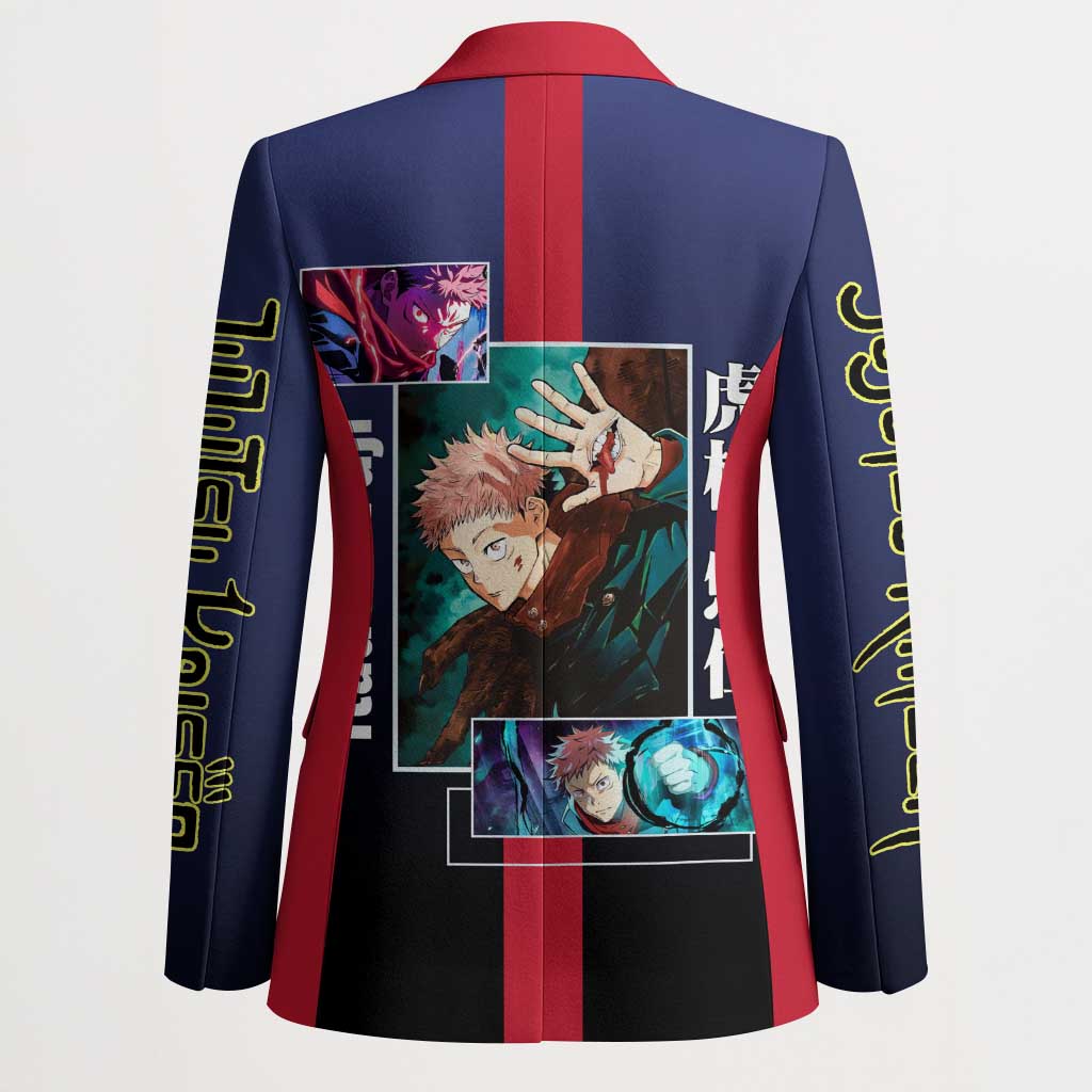 Yuji Itadori from Jujutsu Kaisen Blazer with Action Pose and Energetic Expressions Design - The Mazicc