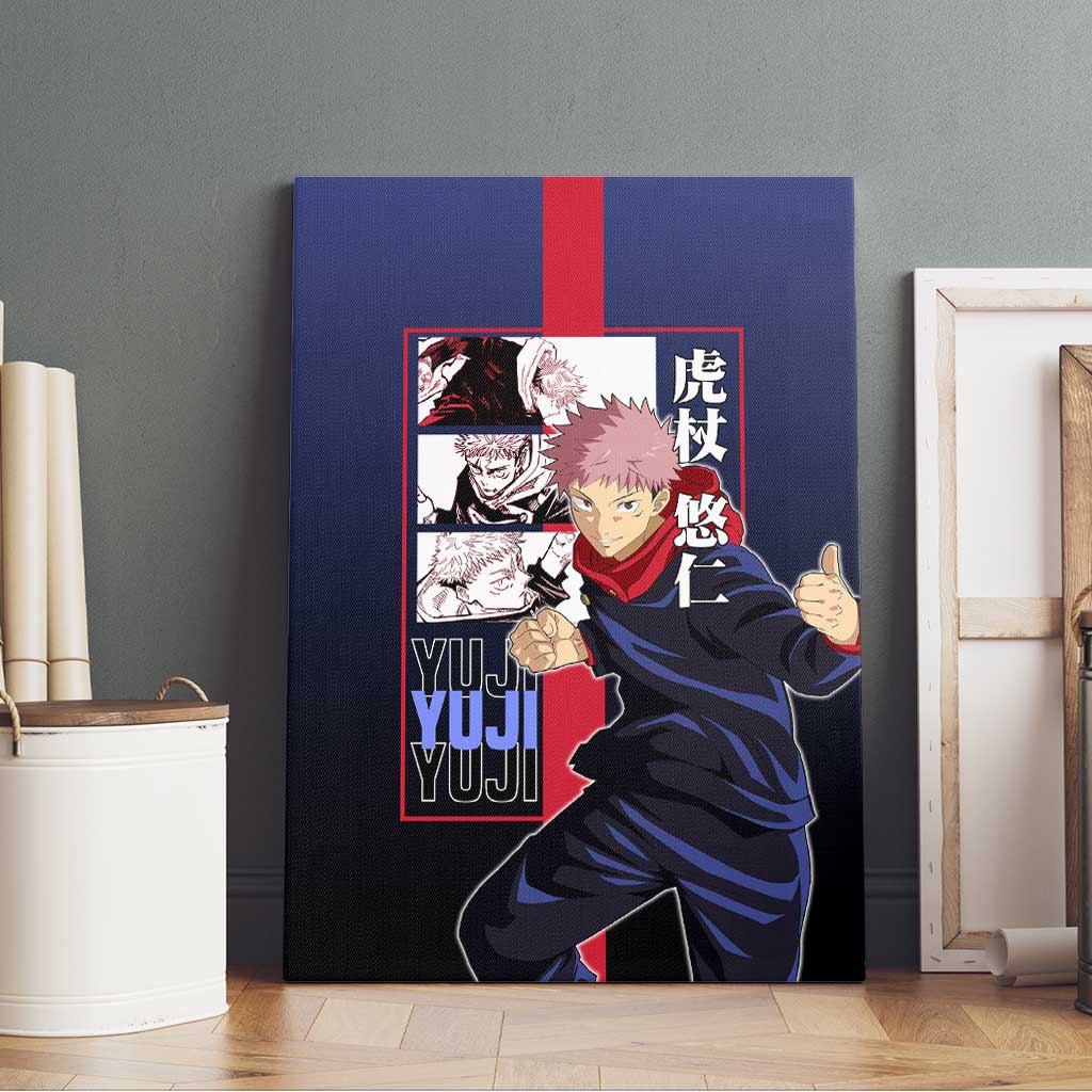 Yuji Itadori from Jujutsu Kaisen Canvas Wall Art with Action Pose and Energetic Expressions Design - The Mazicc
