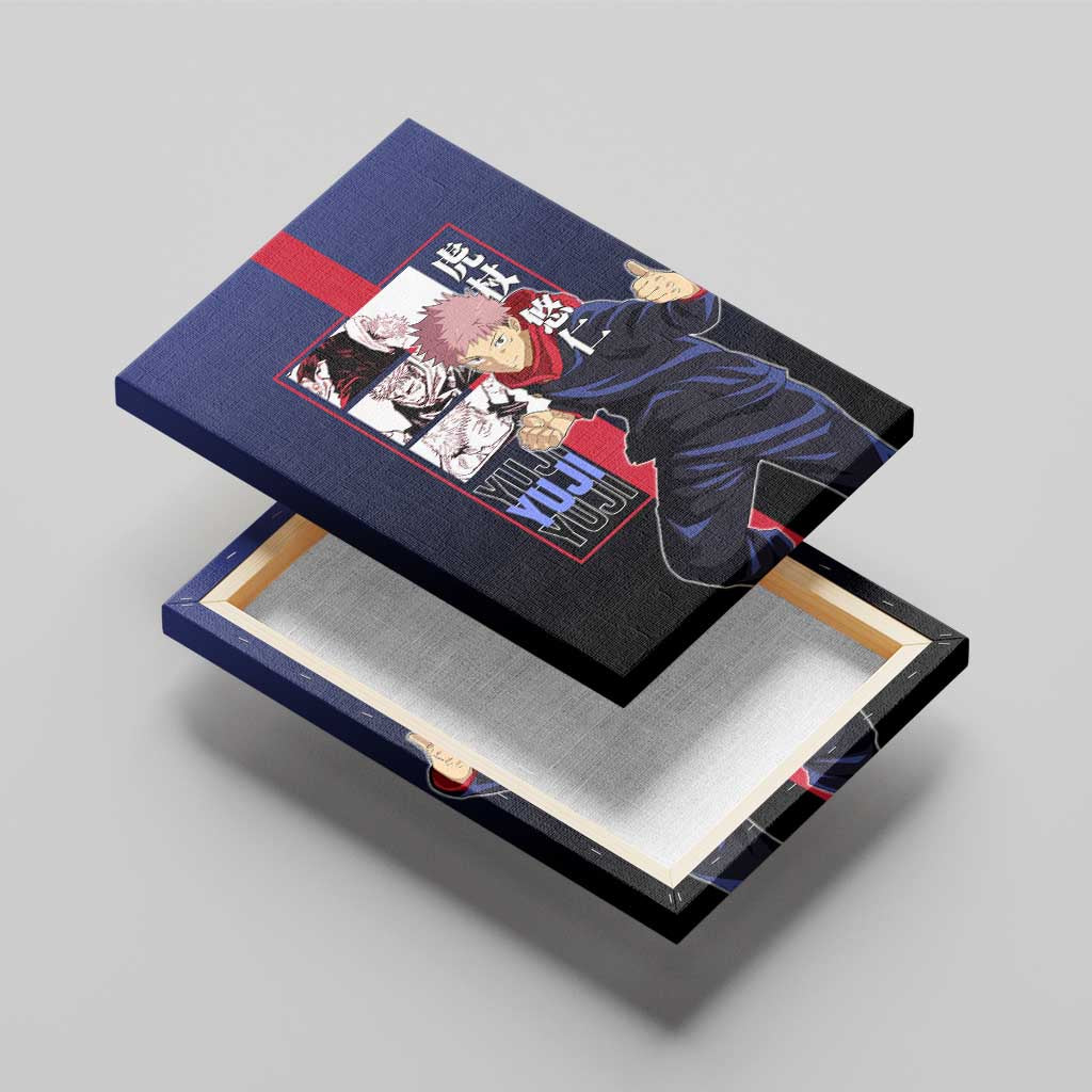 Yuji Itadori from Jujutsu Kaisen Canvas Wall Art with Action Pose and Energetic Expressions Design - The Mazicc