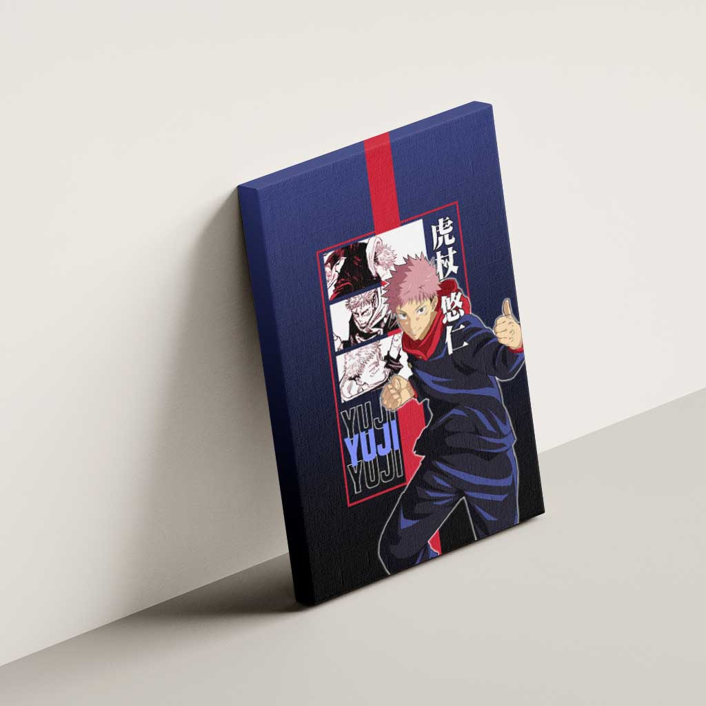 Yuji Itadori from Jujutsu Kaisen Canvas Wall Art with Action Pose and Energetic Expressions Design - The Mazicc