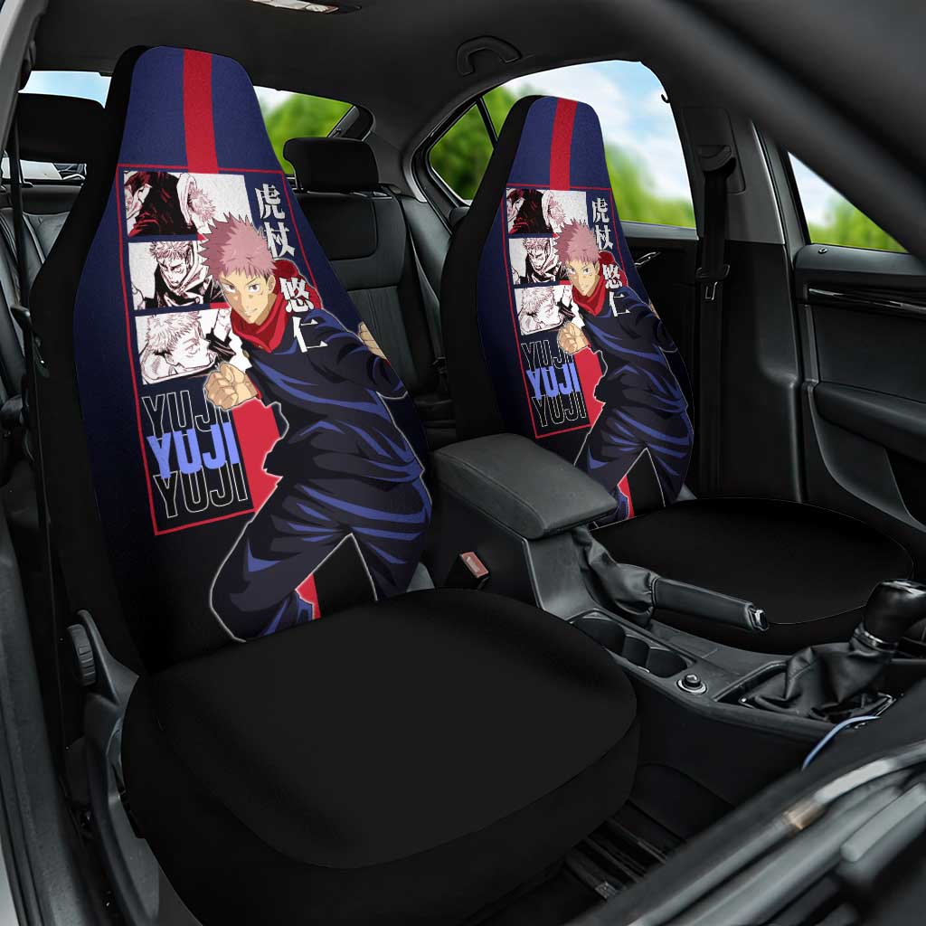 Yuji Itadori from Jujutsu Kaisen Car Seat Cover with Action Pose and Energetic Expressions Design - The Mazicc
