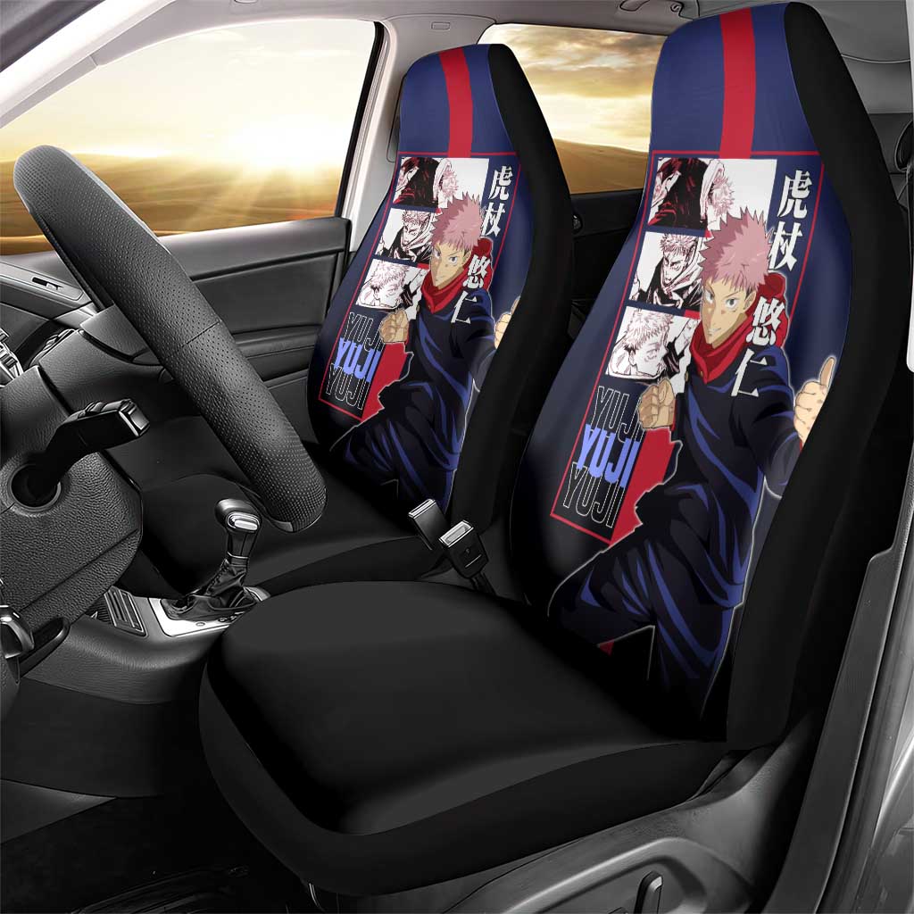 Yuji Itadori from Jujutsu Kaisen Car Seat Cover with Action Pose and Energetic Expressions Design - The Mazicc