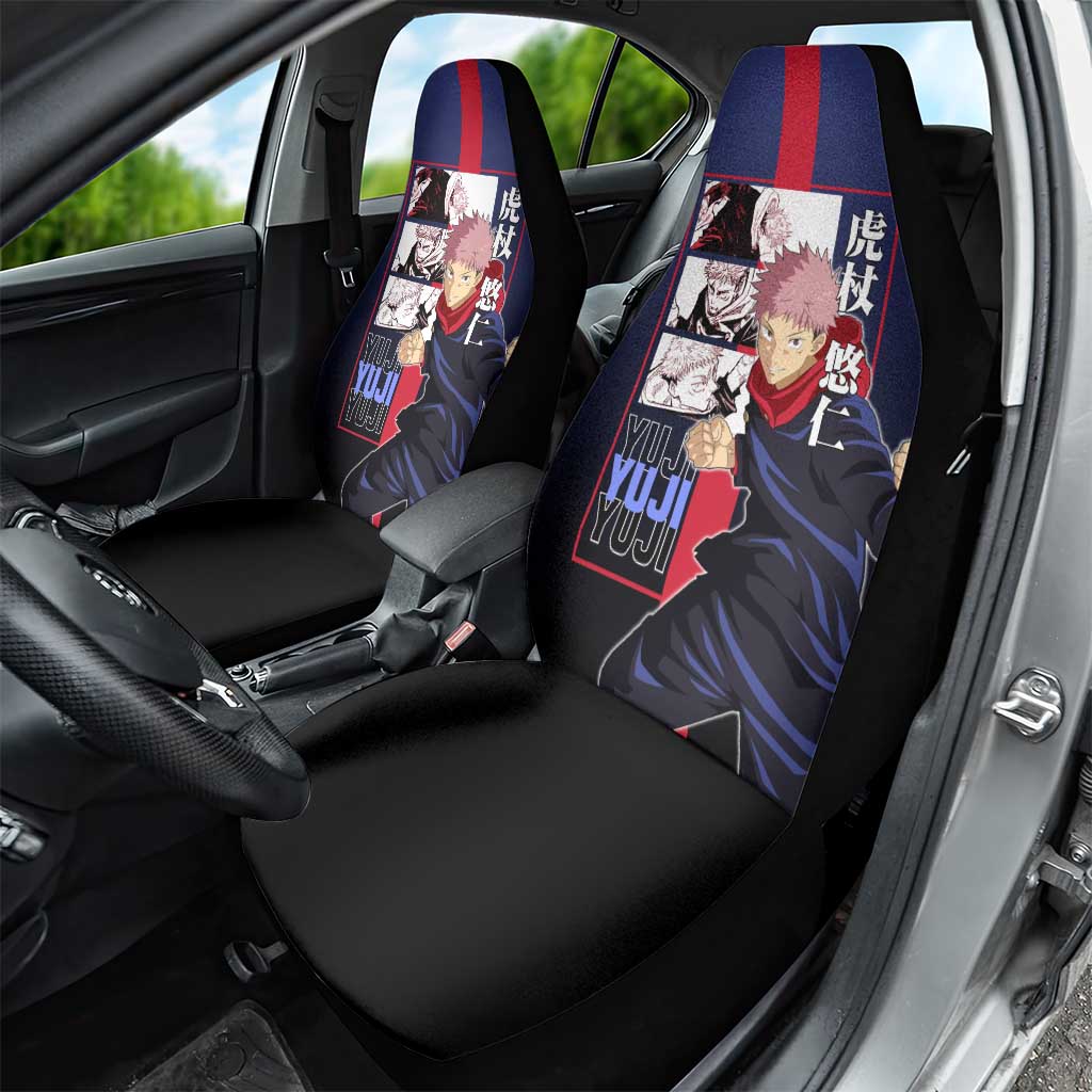 Yuji Itadori from Jujutsu Kaisen Car Seat Cover with Action Pose and Energetic Expressions Design - The Mazicc