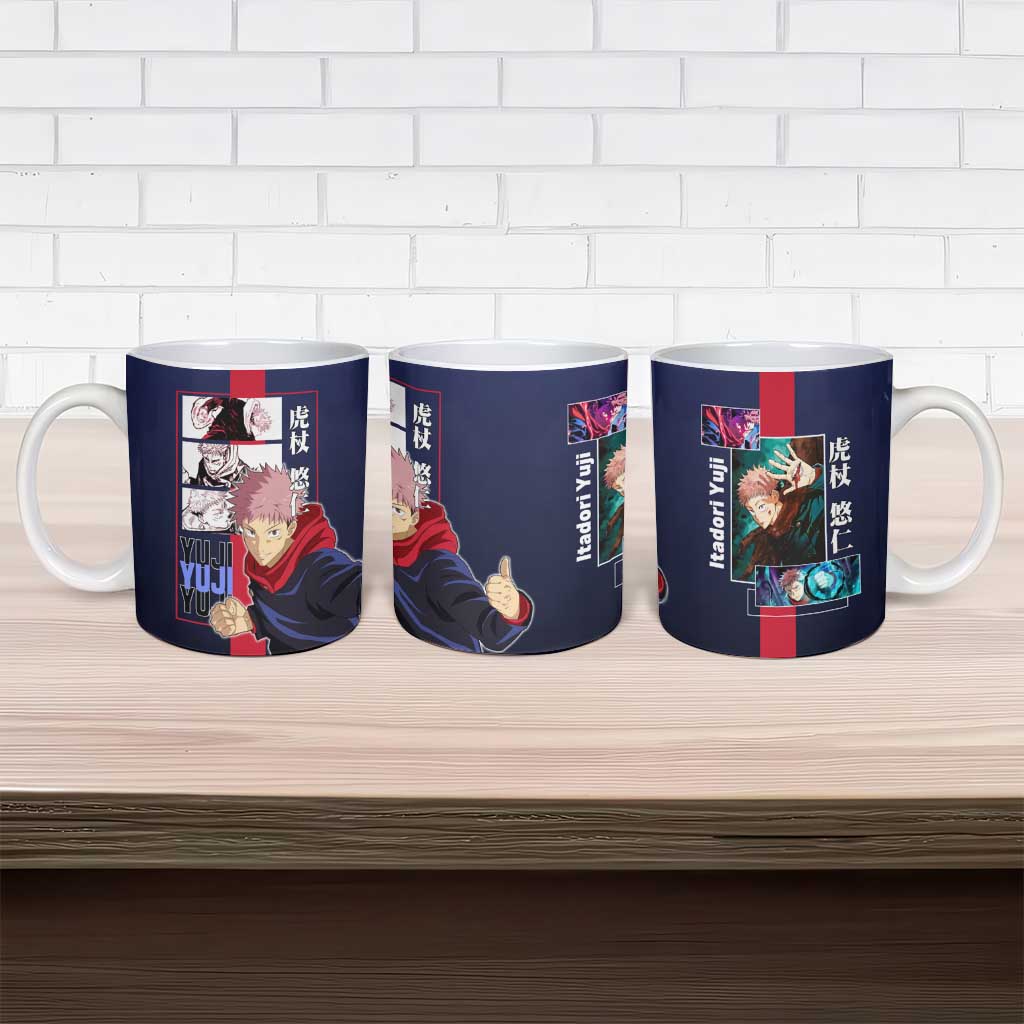 Yuji Itadori from Jujutsu Kaisen Ceramic Mug with Action Pose and Energetic Expressions Design - The Mazicc