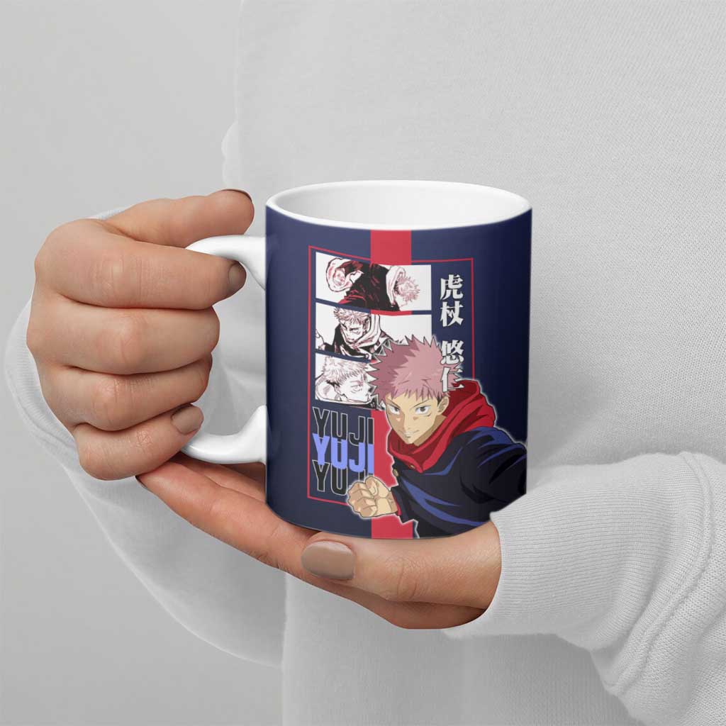 Yuji Itadori from Jujutsu Kaisen Ceramic Mug with Action Pose and Energetic Expressions Design - The Mazicc
