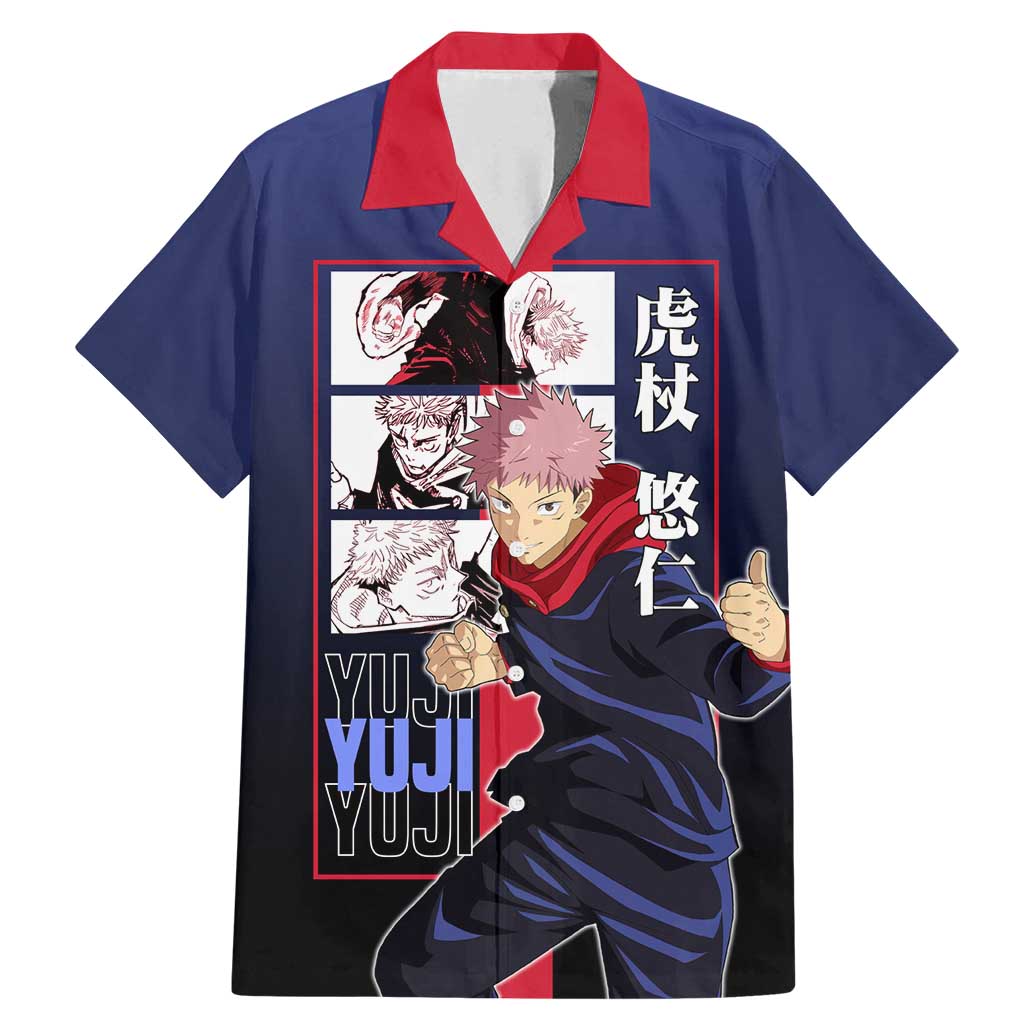Yuji Itadori from Jujutsu Kaisen Family Matching Mermaid Dress and Hawaiian Shirt with Action Pose and Energetic Expressions Design - The Mazicc