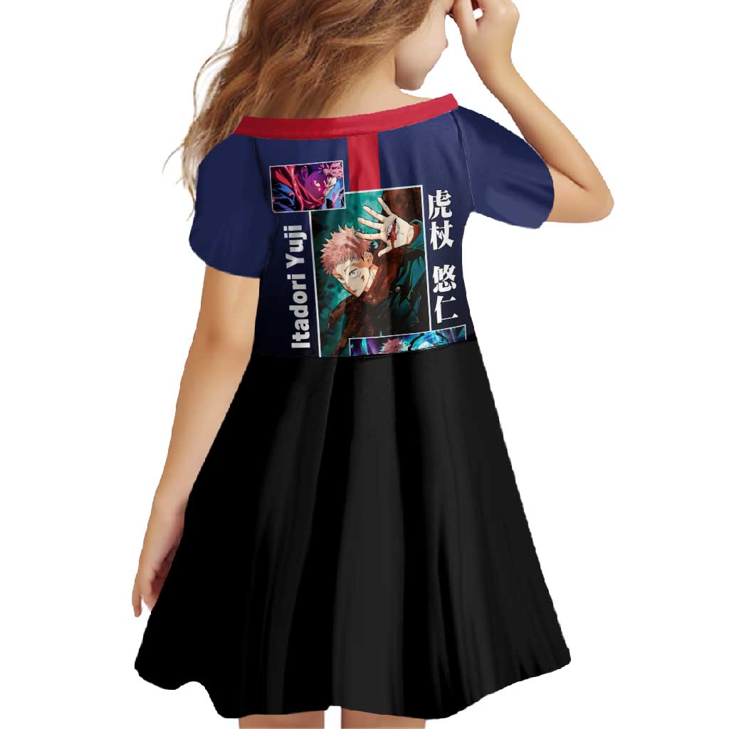Yuji Itadori from Jujutsu Kaisen Family Matching Off Shoulder Maxi Dress and Hawaiian Shirt with Action Pose and Energetic Expressions Design - The Mazicc
