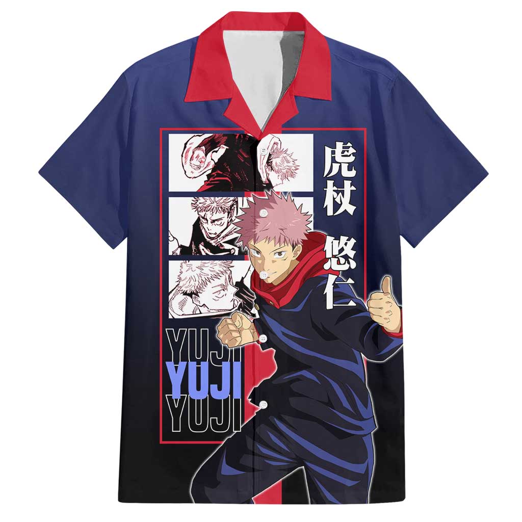 Yuji Itadori from Jujutsu Kaisen Family Matching Short Sleeve Bodycon Dress and Hawaiian Shirt with Action Pose and Energetic Expressions Design - The Mazicc