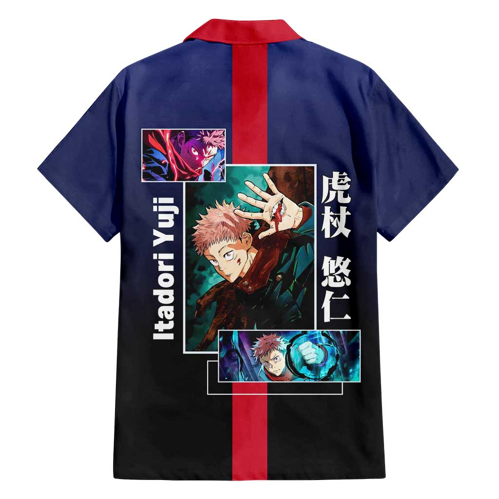 Yuji Itadori from Jujutsu Kaisen Family Matching Summer Maxi Dress and Hawaiian Shirt with Action Pose and Energetic Expressions Design - The Mazicc
