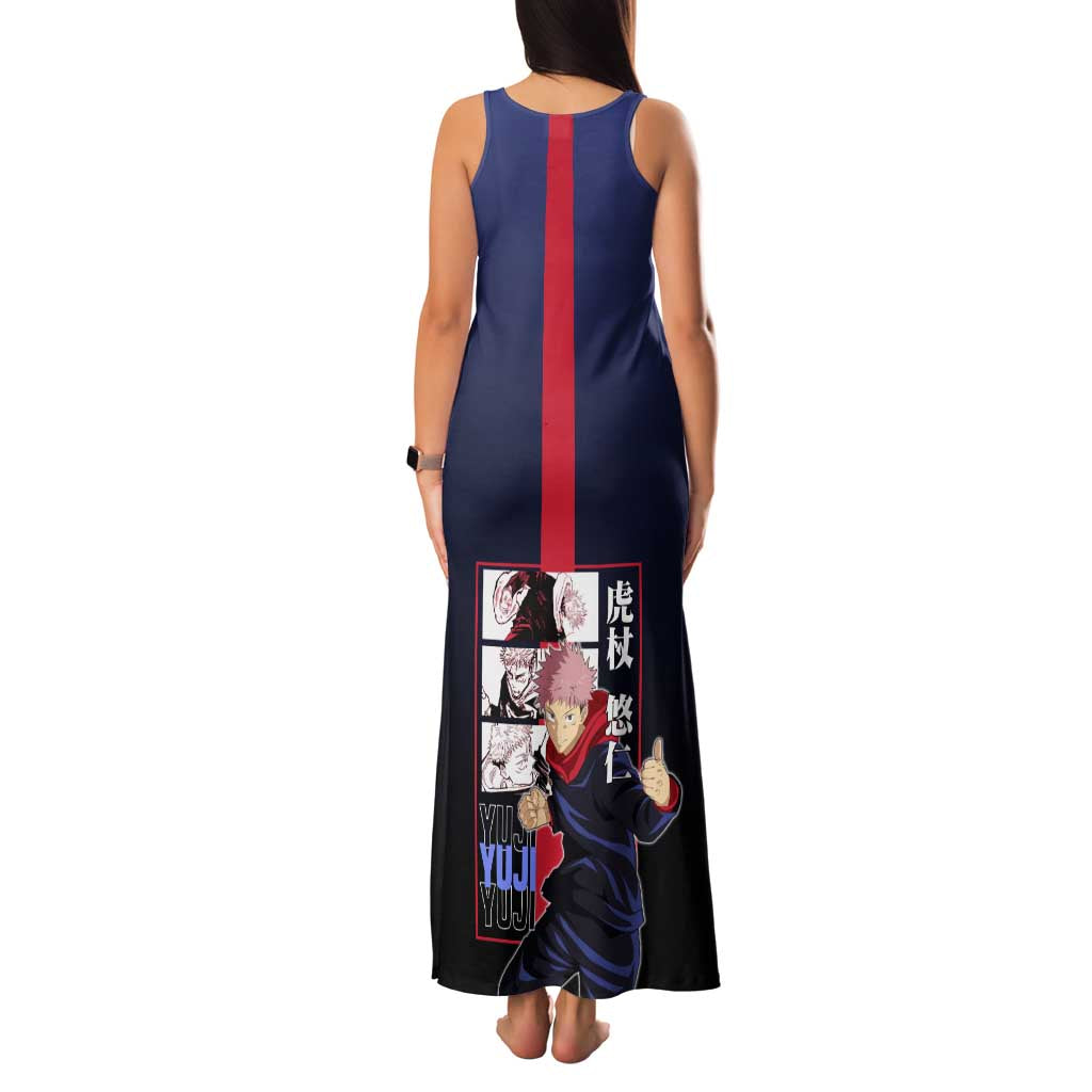 Yuji Itadori from Jujutsu Kaisen Family Matching Tank Maxi Dress and Hawaiian Shirt with Action Pose and Energetic Expressions Design - The Mazicc