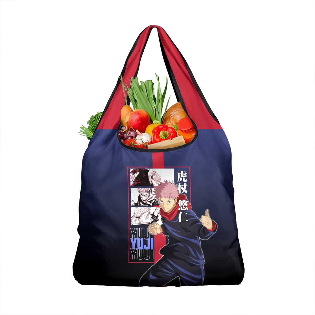 Yuji Itadori from Jujutsu Kaisen Grocery Bag with Action Pose and Energetic Expressions Design - The Mazicc
