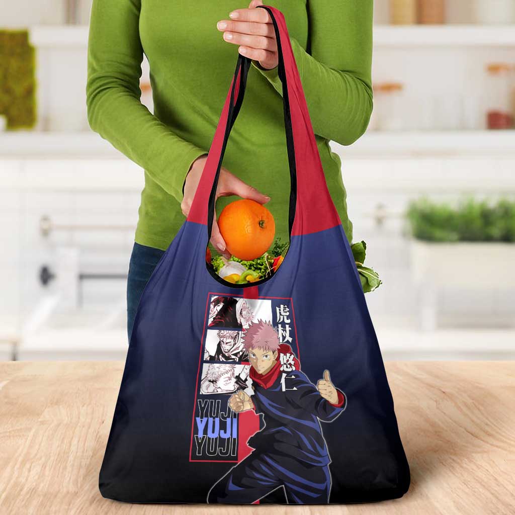 Yuji Itadori from Jujutsu Kaisen Grocery Bag with Action Pose and Energetic Expressions Design - The Mazicc