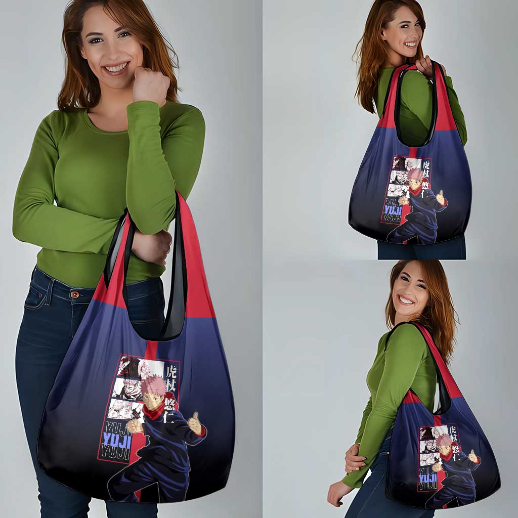 Yuji Itadori from Jujutsu Kaisen Grocery Bag with Action Pose and Energetic Expressions Design - The Mazicc