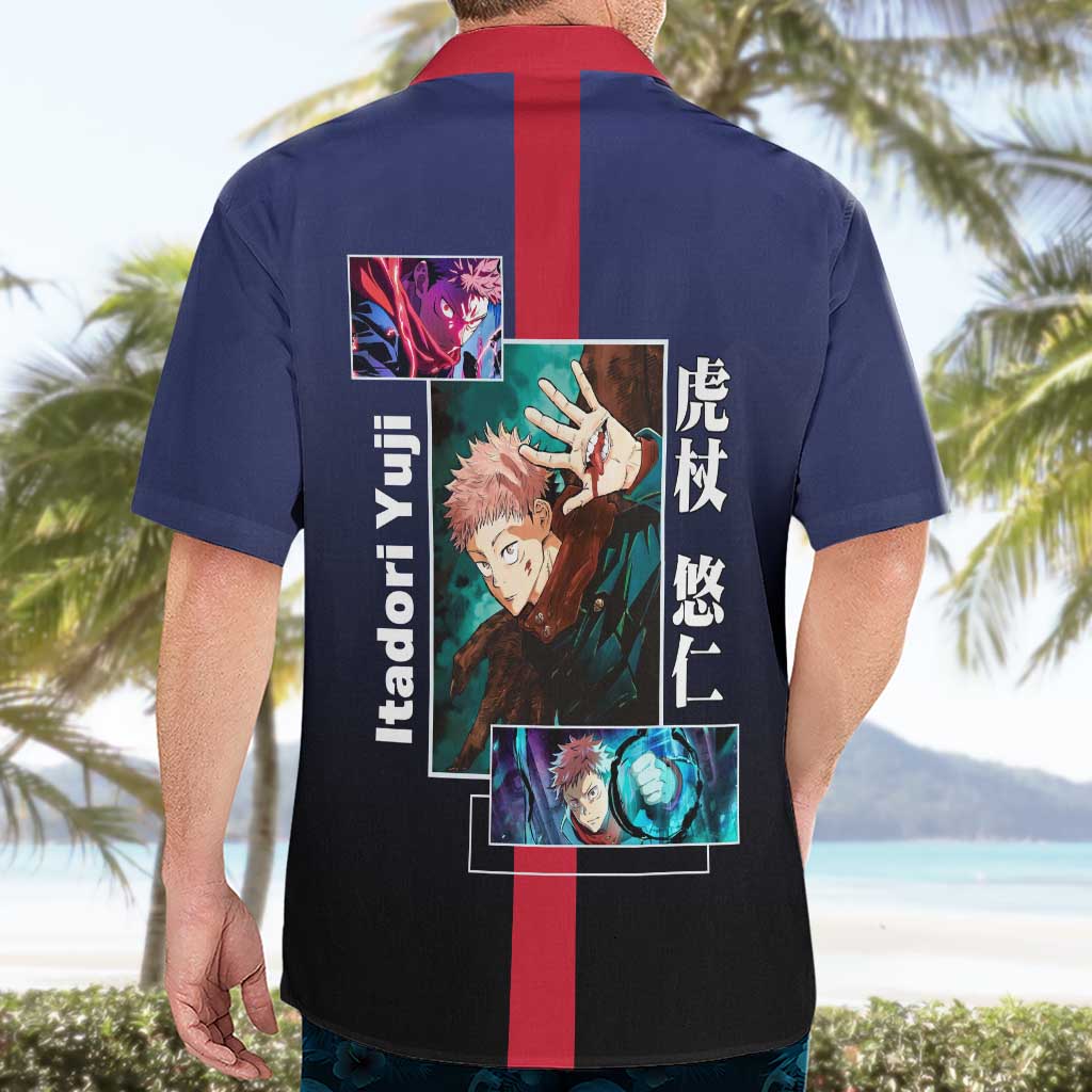Yuji Itadori from Jujutsu Kaisen Hawaiian Shirt with Action Pose and Energetic Expressions Design - The Mazicc