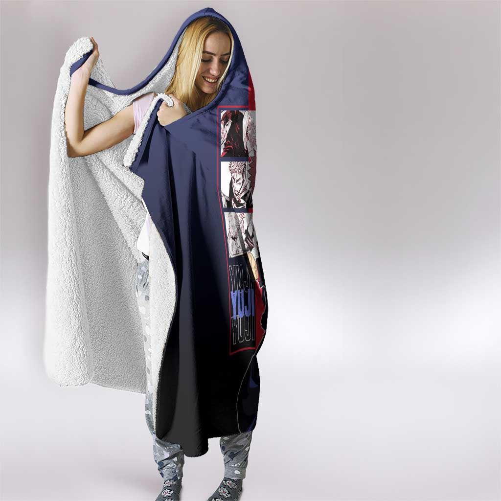 Yuji Itadori from Jujutsu Kaisen Hooded Blanket with Action Pose and Energetic Expressions Design - The Mazicc