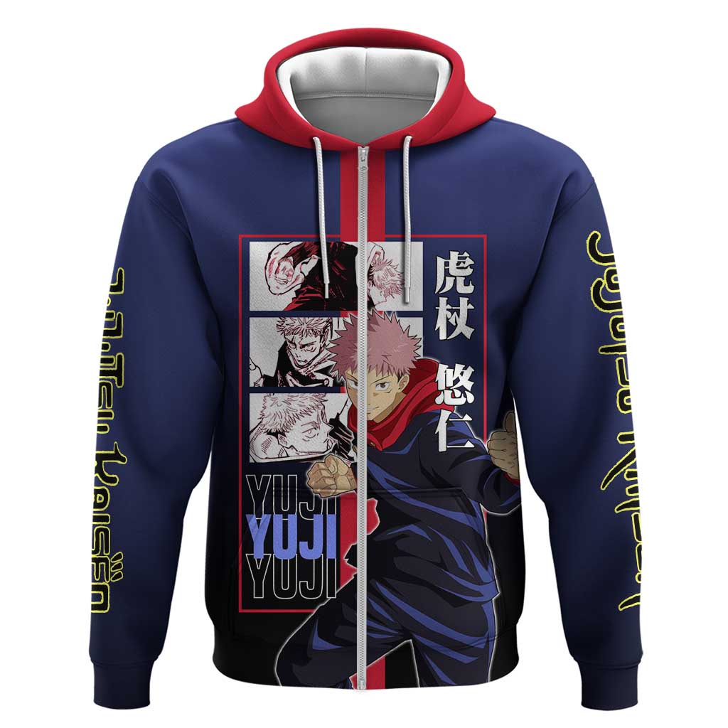 Yuji Itadori from Jujutsu Kaisen Hoodie with Action Pose and Energetic Expressions Design - The Mazicc