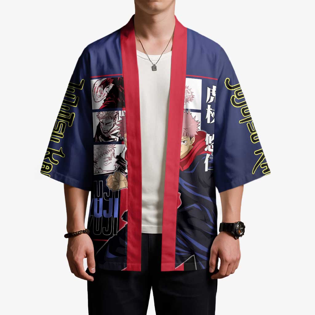 Yuji Itadori from Jujutsu Kaisen Kimono with Action Pose and Energetic Expressions Design - The Mazicc