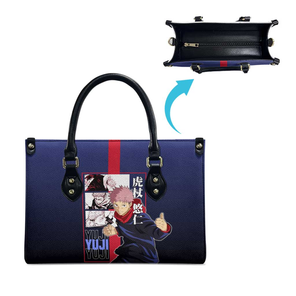 Yuji Itadori from Jujutsu Kaisen Leather Bag with Action Pose and Energetic Expressions Design - The Mazicc