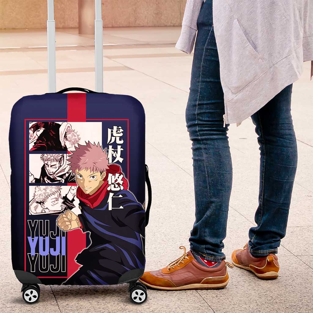Yuji Itadori from Jujutsu Kaisen Luggage Cover with Action Pose and Energetic Expressions Design - The Mazicc