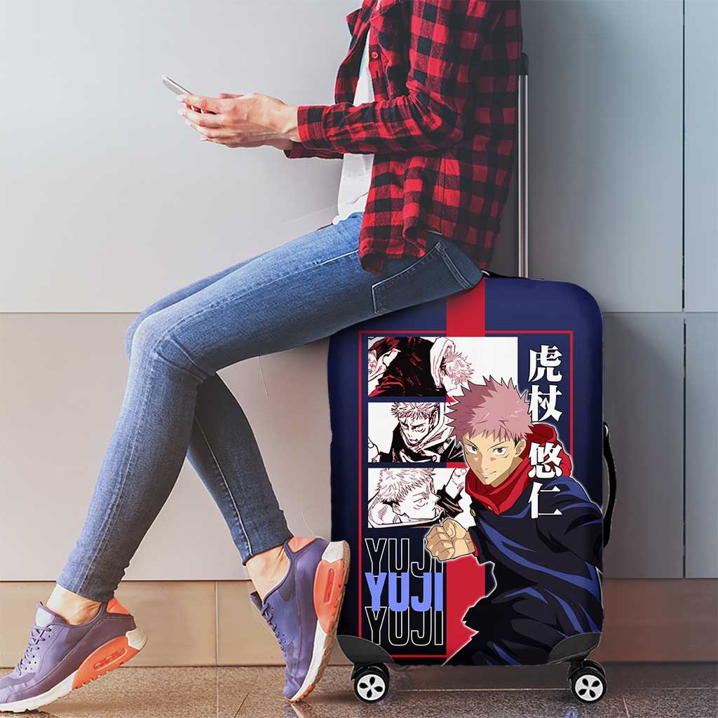 Yuji Itadori from Jujutsu Kaisen Luggage Cover with Action Pose and Energetic Expressions Design - The Mazicc