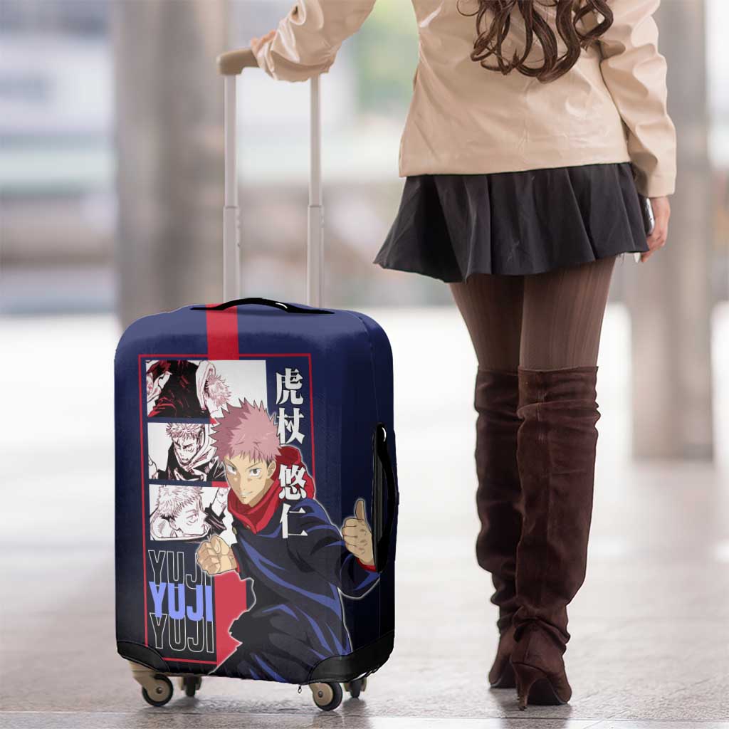Yuji Itadori from Jujutsu Kaisen Luggage Cover with Action Pose and Energetic Expressions Design - The Mazicc