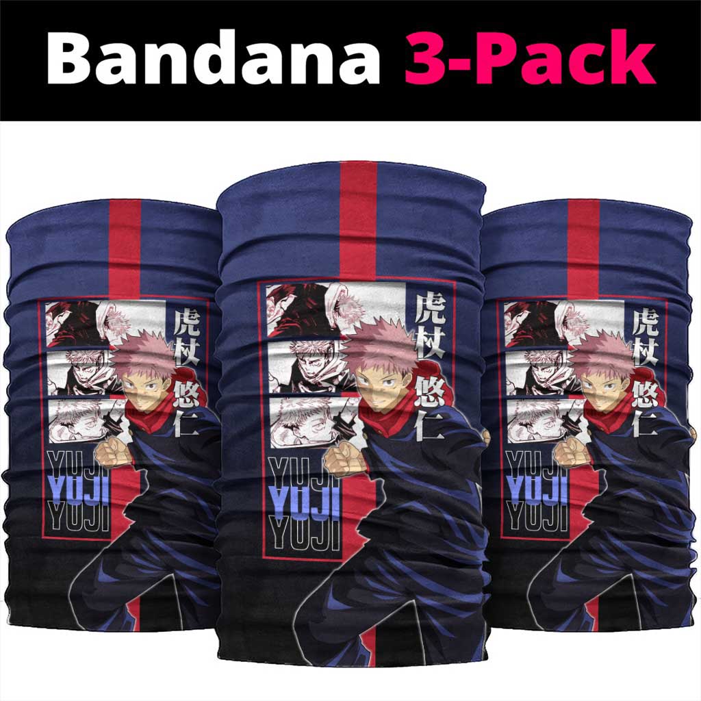 Yuji Itadori from Jujutsu Kaisen Neck Gaiter with Action Pose and Energetic Expressions Design - The Mazicc