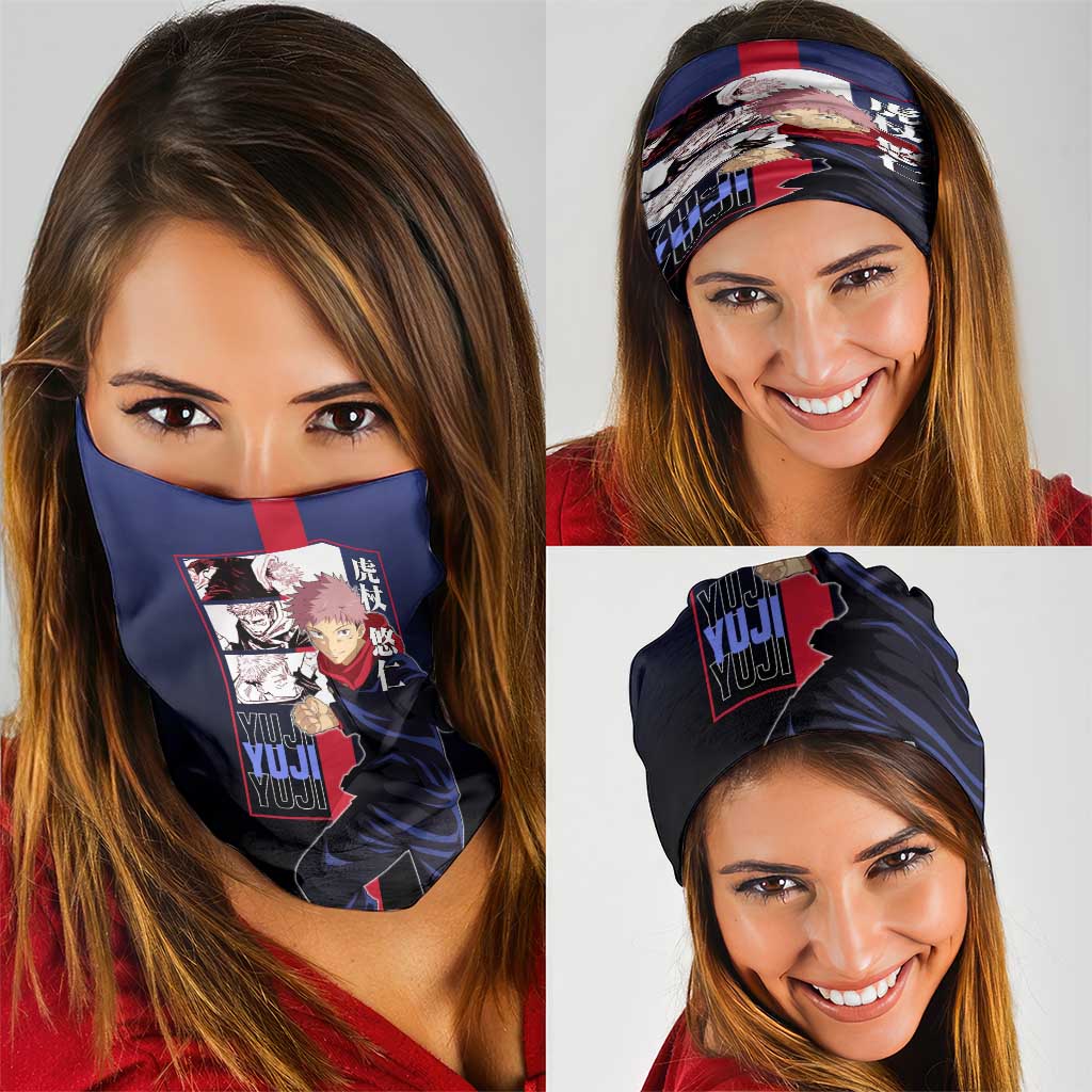 Yuji Itadori from Jujutsu Kaisen Neck Gaiter with Action Pose and Energetic Expressions Design - The Mazicc
