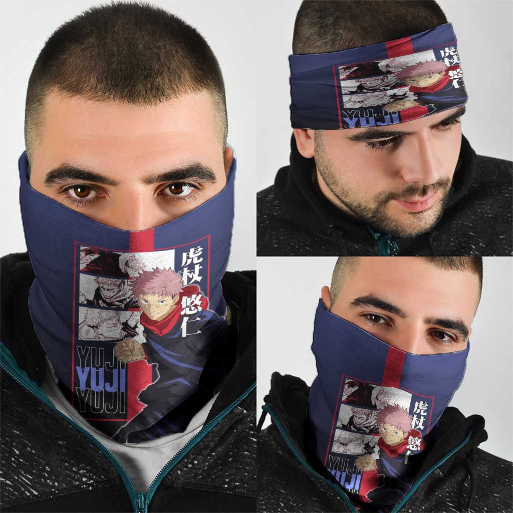 Yuji Itadori from Jujutsu Kaisen Neck Gaiter with Action Pose and Energetic Expressions Design - The Mazicc