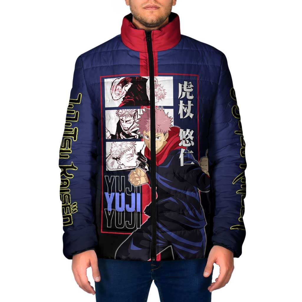 Yuji Itadori from Jujutsu Kaisen Padded Jacket with Action Pose and Energetic Expressions Design - The Mazicc