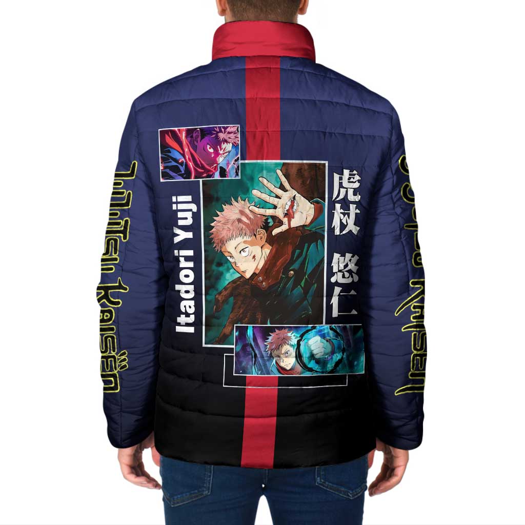 Yuji Itadori from Jujutsu Kaisen Padded Jacket with Action Pose and Energetic Expressions Design - The Mazicc