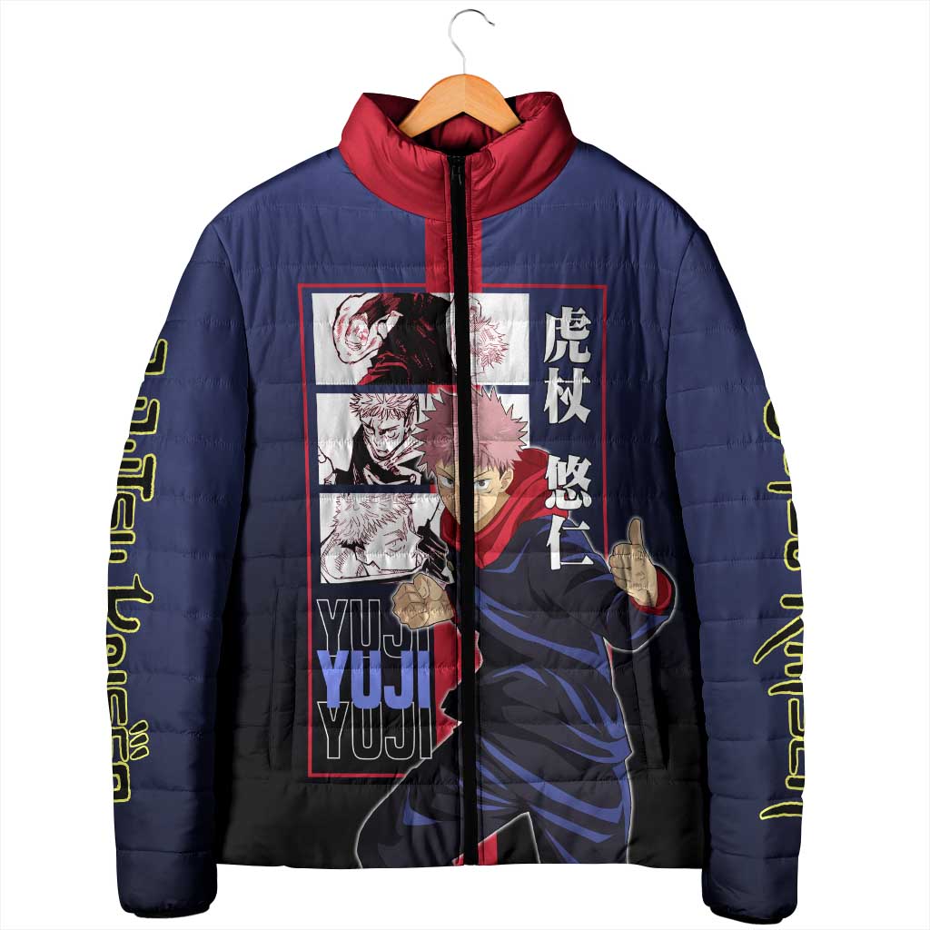 Yuji Itadori from Jujutsu Kaisen Padded Jacket with Action Pose and Energetic Expressions Design - The Mazicc