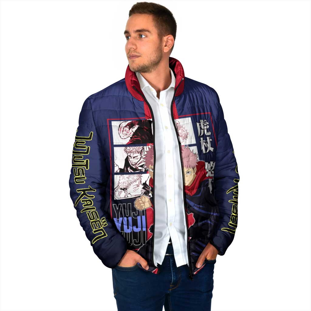 Yuji Itadori from Jujutsu Kaisen Padded Jacket with Action Pose and Energetic Expressions Design - The Mazicc