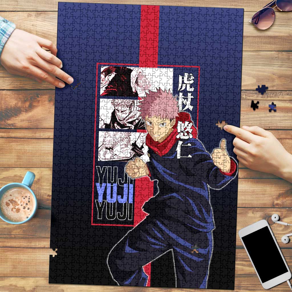 Yuji Itadori from Jujutsu Kaisen Puzzle with Action Pose and Energetic Expressions Design - The Mazicc