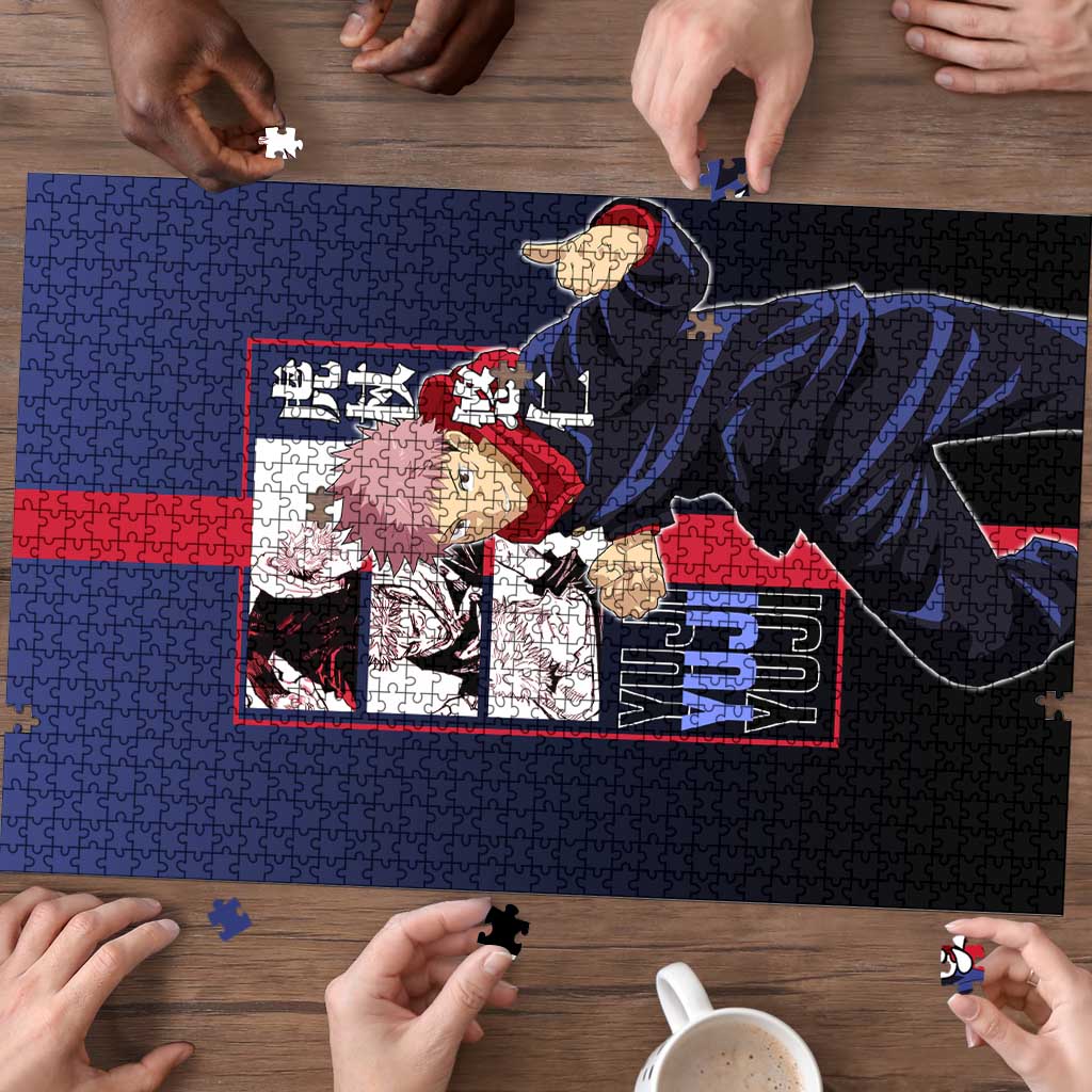 Yuji Itadori from Jujutsu Kaisen Puzzle with Action Pose and Energetic Expressions Design - The Mazicc