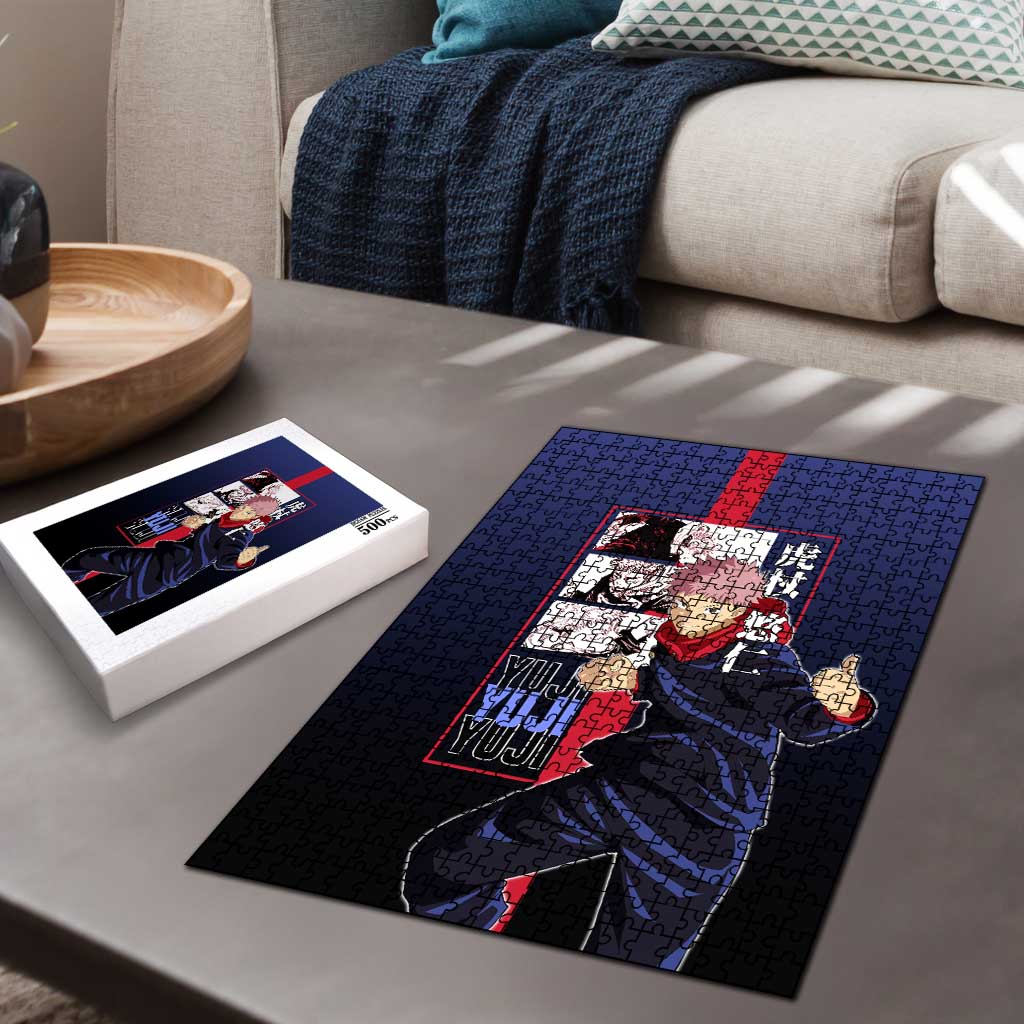 Yuji Itadori from Jujutsu Kaisen Puzzle with Action Pose and Energetic Expressions Design - The Mazicc