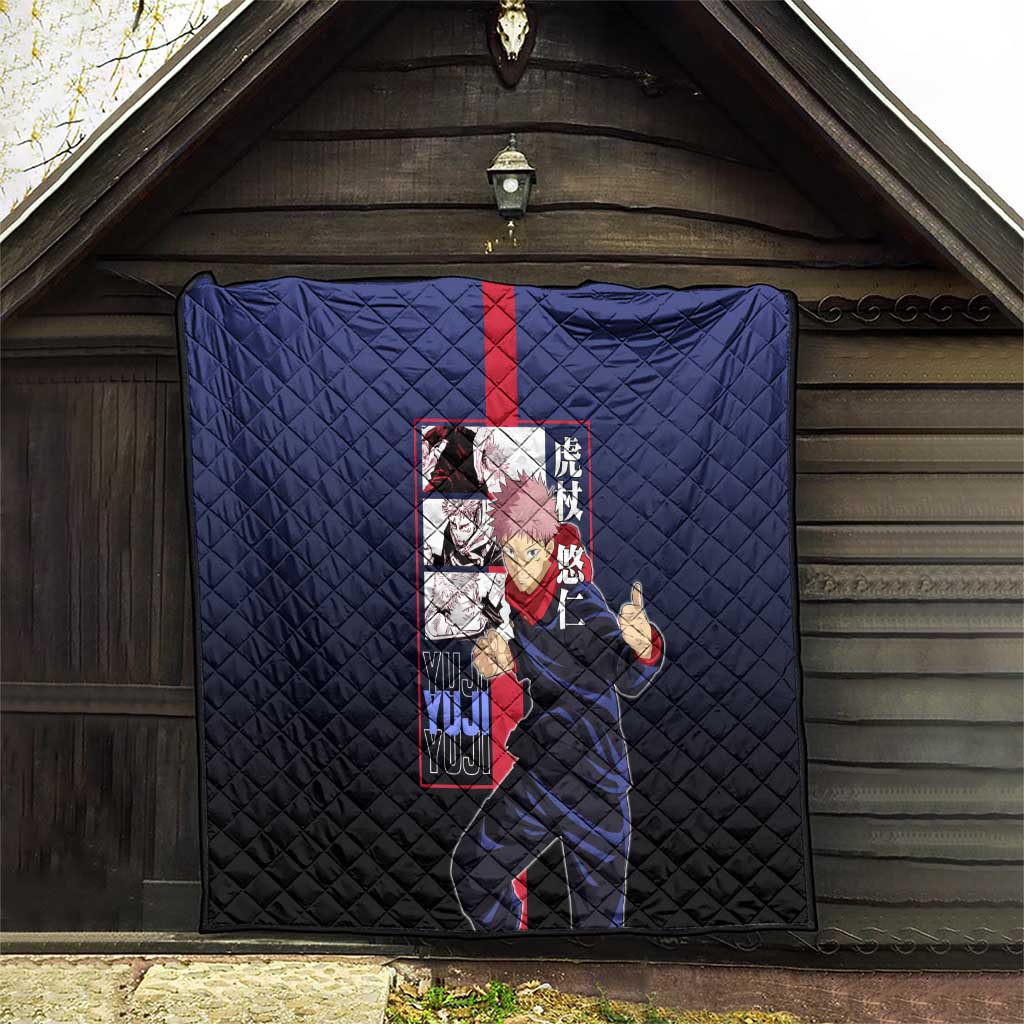 Yuji Itadori from Jujutsu Kaisen Quilt with Action Pose and Energetic Expressions Design - The Mazicc