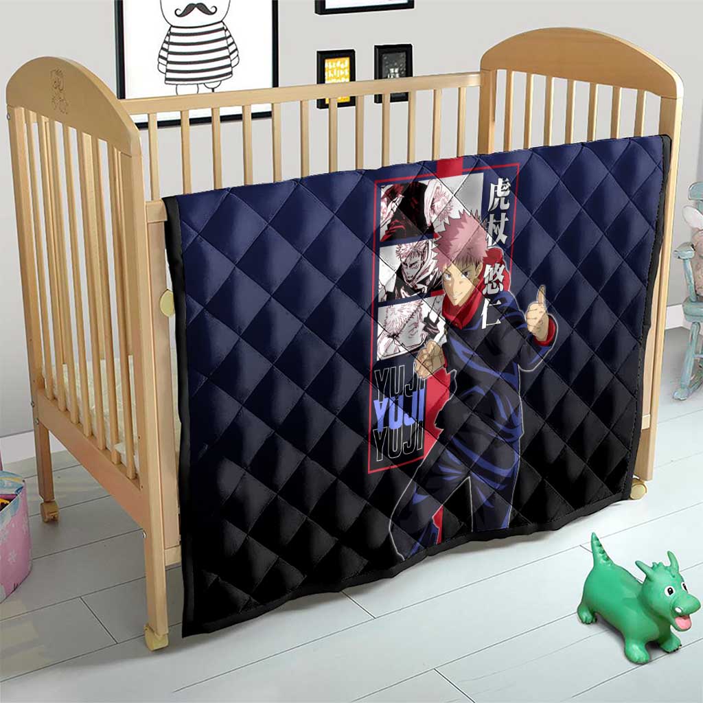 Yuji Itadori from Jujutsu Kaisen Quilt with Action Pose and Energetic Expressions Design - The Mazicc