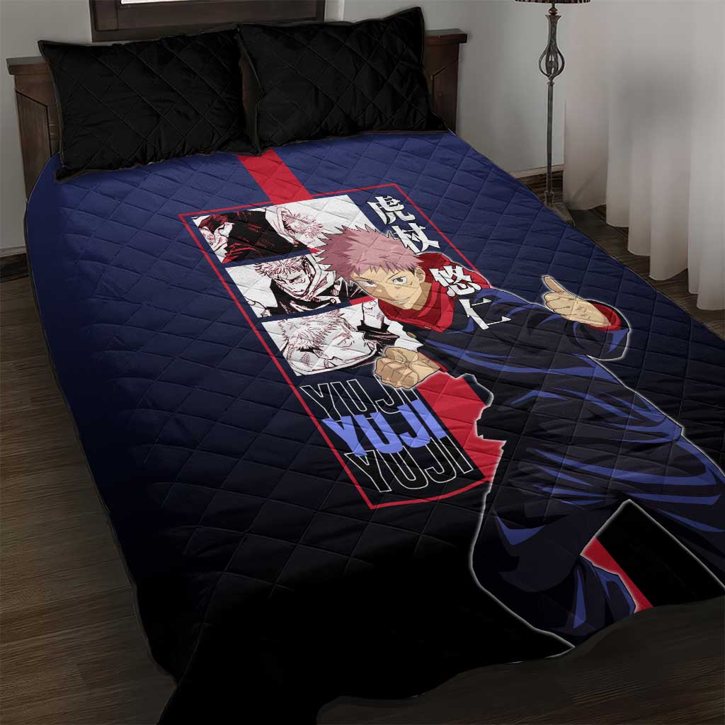 Yuji Itadori from Jujutsu Kaisen Quilt Bed Set with Action Pose and Energetic Expressions Design - The Mazicc