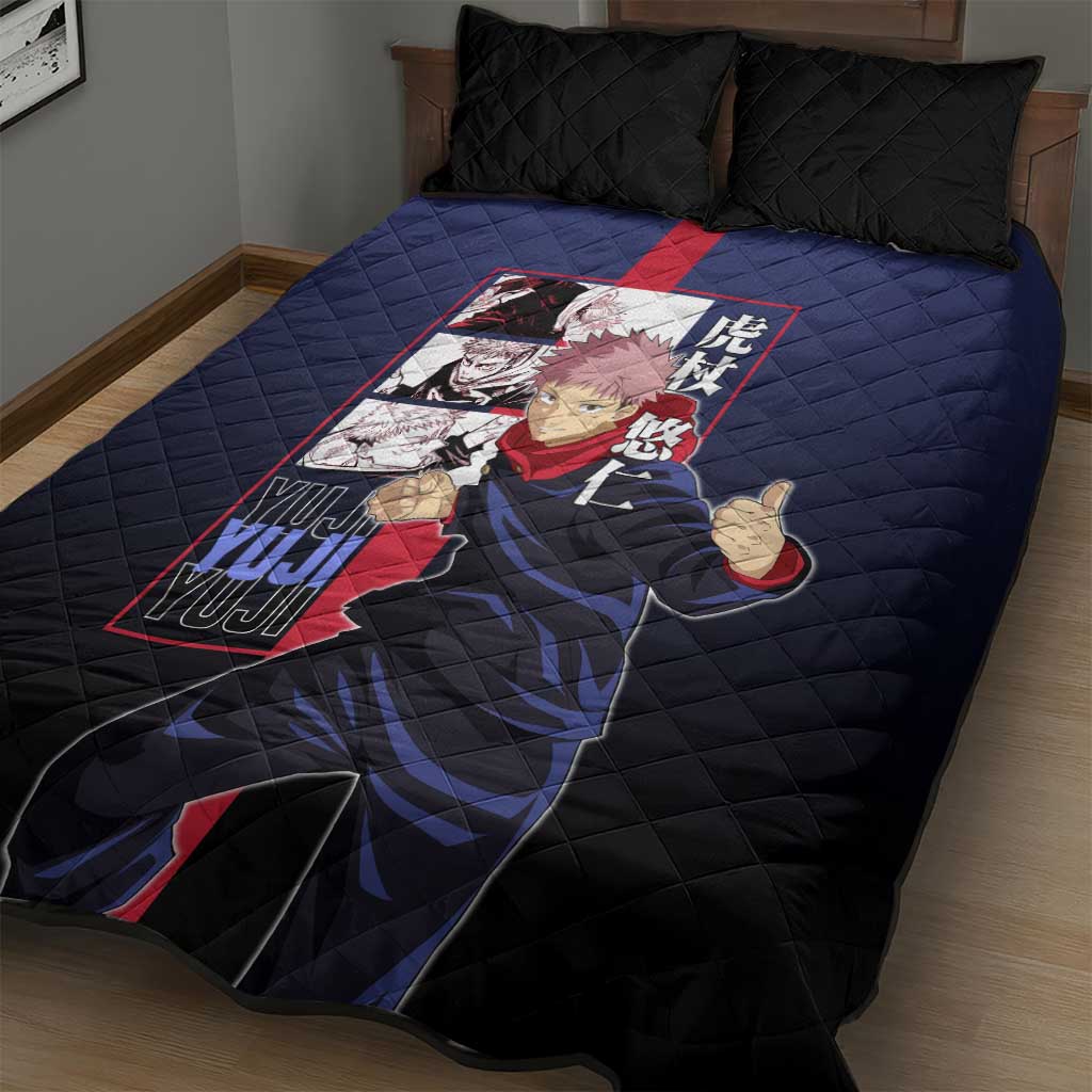 Yuji Itadori from Jujutsu Kaisen Quilt Bed Set with Action Pose and Energetic Expressions Design - The Mazicc