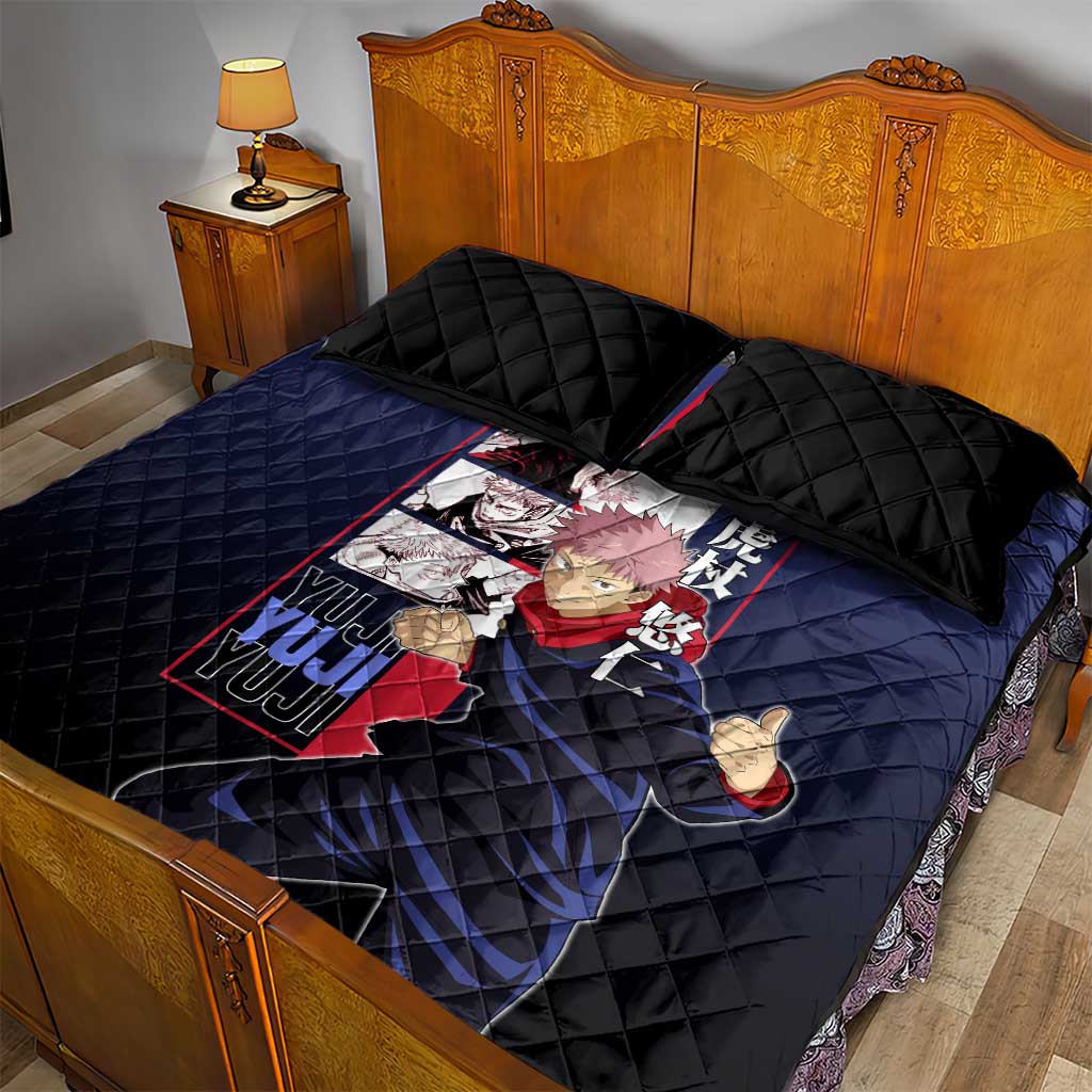 Yuji Itadori from Jujutsu Kaisen Quilt Bed Set with Action Pose and Energetic Expressions Design - The Mazicc