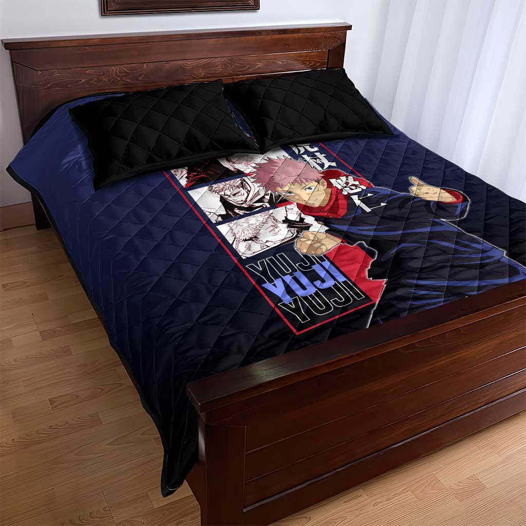 Yuji Itadori from Jujutsu Kaisen Quilt Bed Set with Action Pose and Energetic Expressions Design - The Mazicc