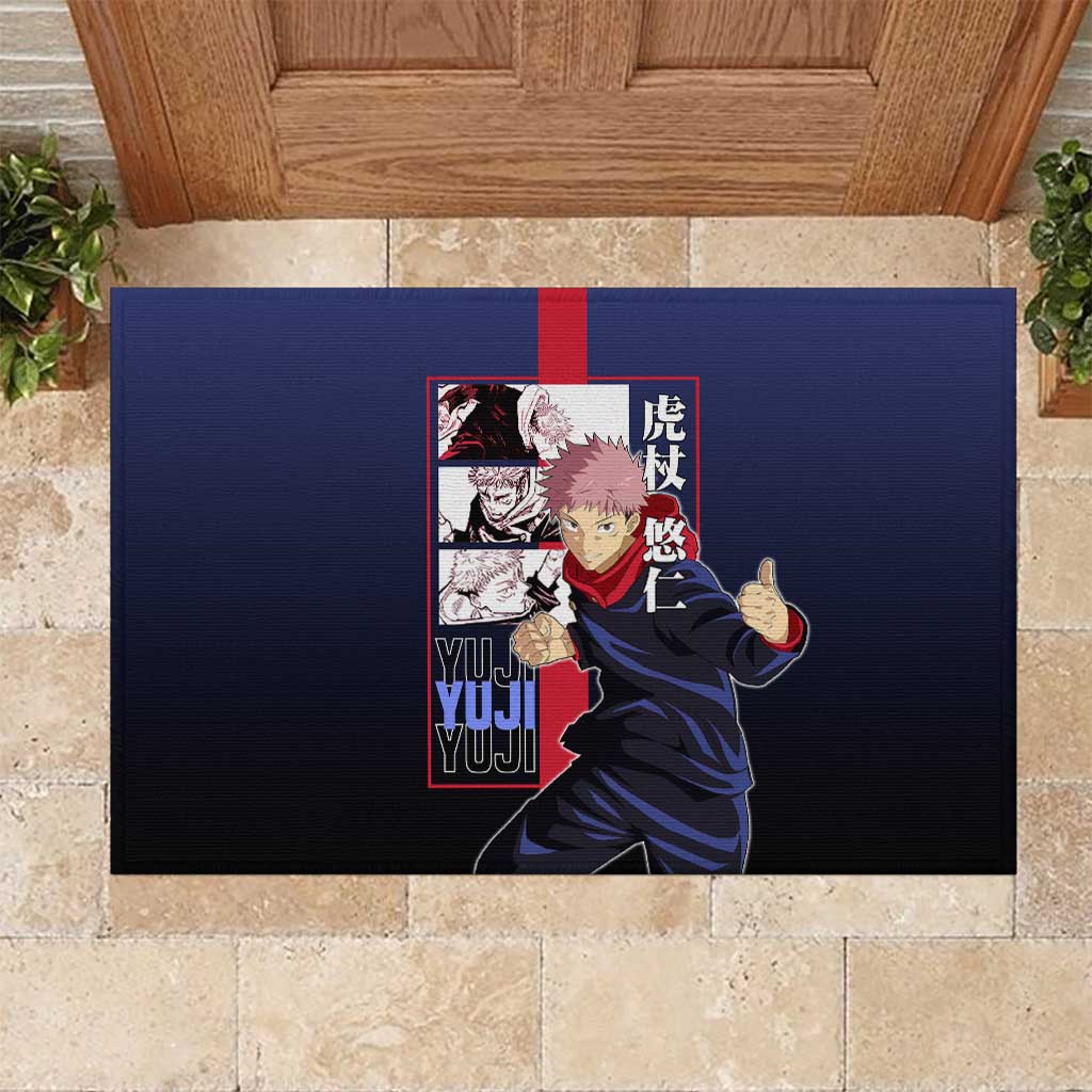 Yuji Itadori from Jujutsu Kaisen Rubber Doormat with Action Pose and Energetic Expressions Design - The Mazicc