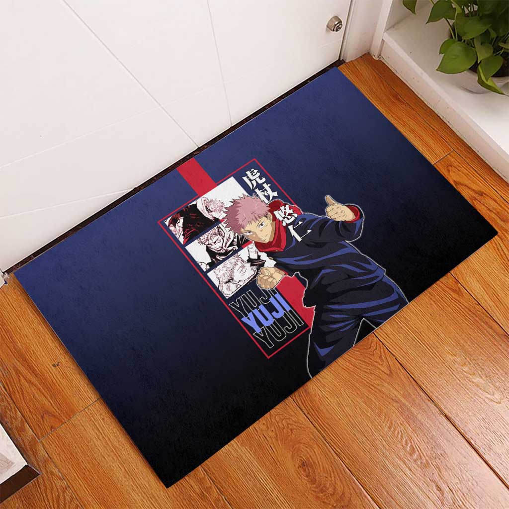 Yuji Itadori from Jujutsu Kaisen Rubber Doormat with Action Pose and Energetic Expressions Design - The Mazicc