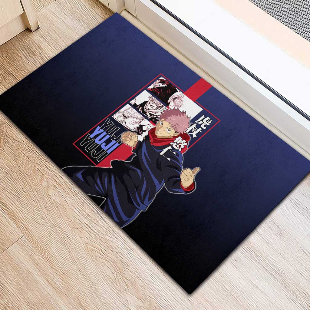 Yuji Itadori from Jujutsu Kaisen Rubber Doormat with Action Pose and Energetic Expressions Design - The Mazicc